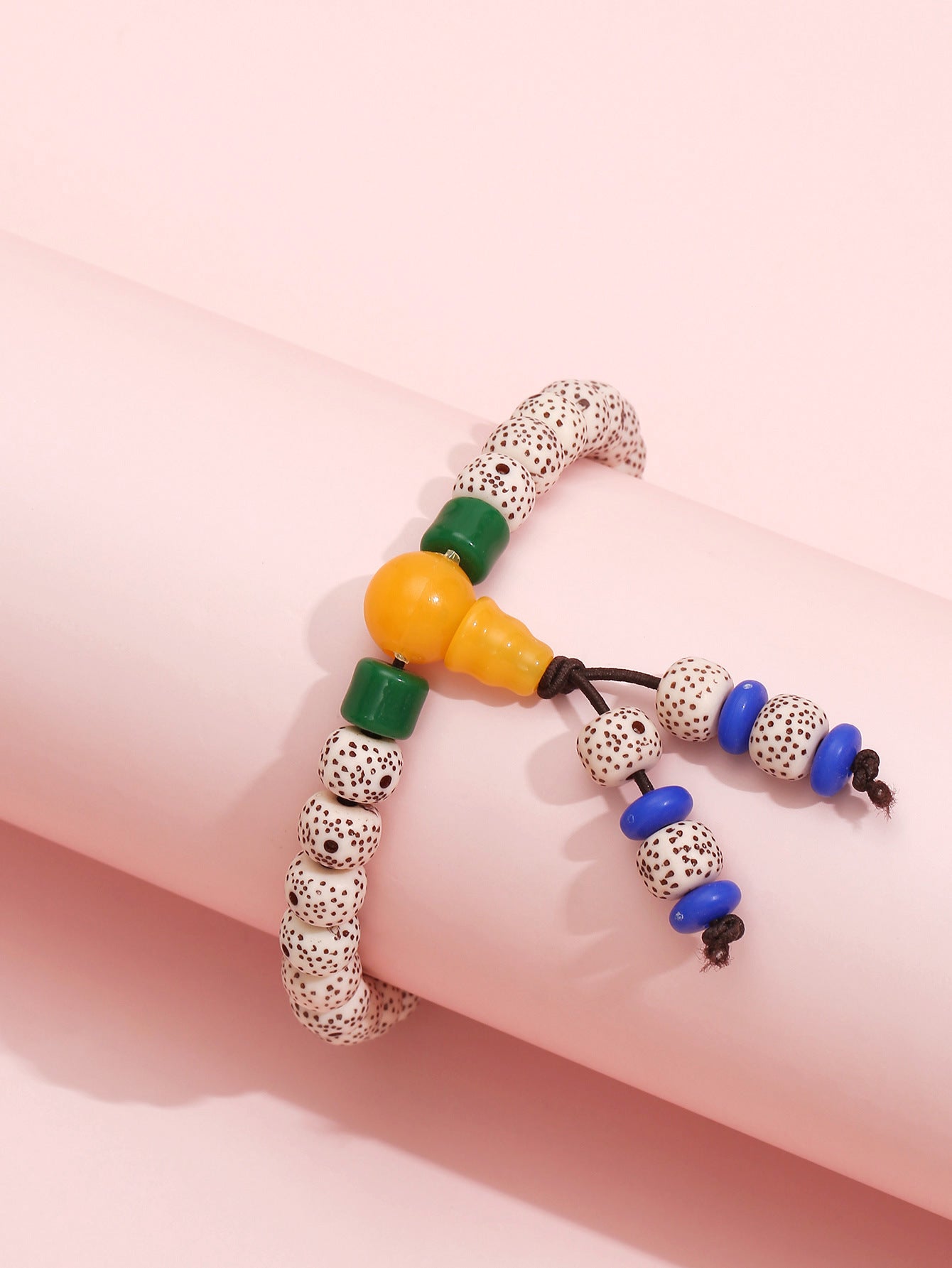 Wholesale Bohemian Star and Moon Polka Dot Bodhi Seed Tassel Beaded Bracelet